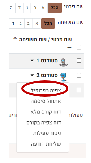 צפיה בפרופיל