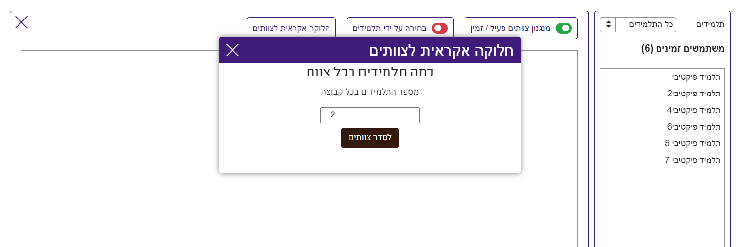 חלוקה אקראית לצוותים