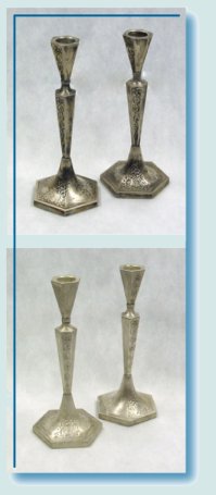 ניקוי כלי כסף: פמוטי כסף לפני ואחרי צחצוח