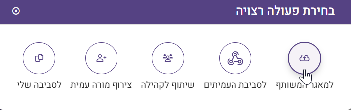 בחירת פעולה רצויה שיתוף הקורס למאגר המשותף
