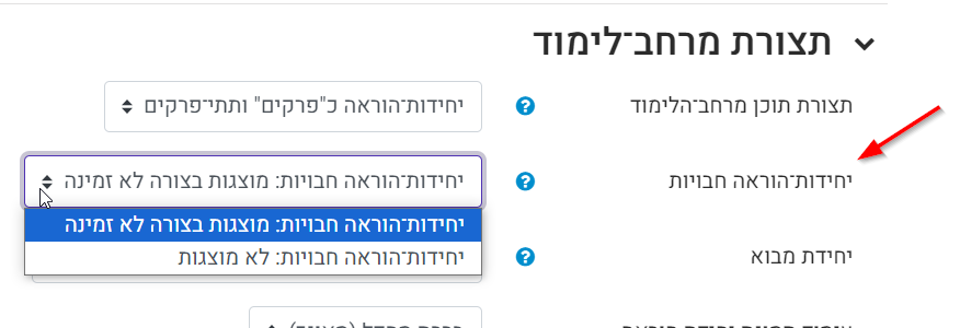 יחידות הוראה חבויות או לא זמינות