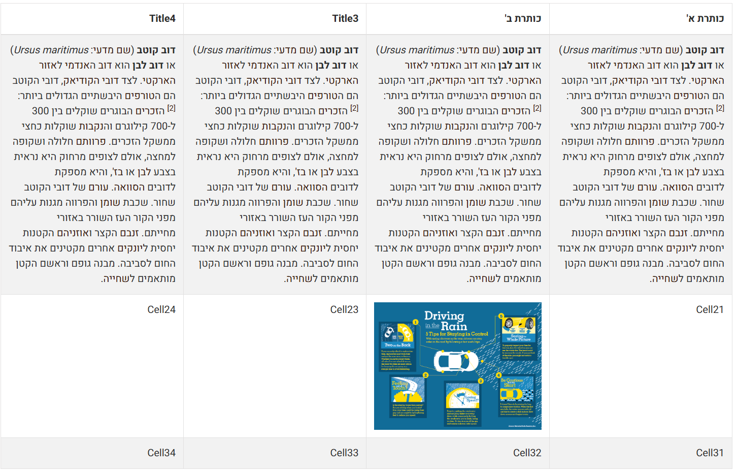 הדגמה טבלה