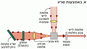 לייזר צבע מתכוונן באמצעות שריג